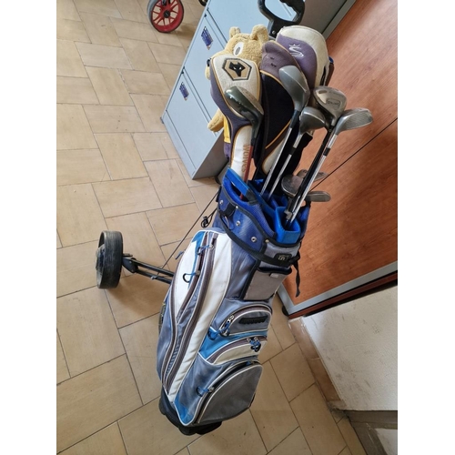 697 - Collection of Assorted Golf Clubs in Golf Bag with Trolley; Ping G30 Driver, Cobra AMP Pro Driver, C... 