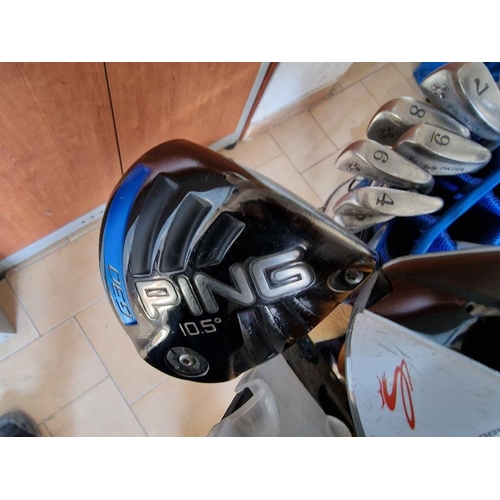 697 - Collection of Assorted Golf Clubs in Golf Bag with Trolley; Ping G30 Driver, Cobra AMP Pro Driver, C... 