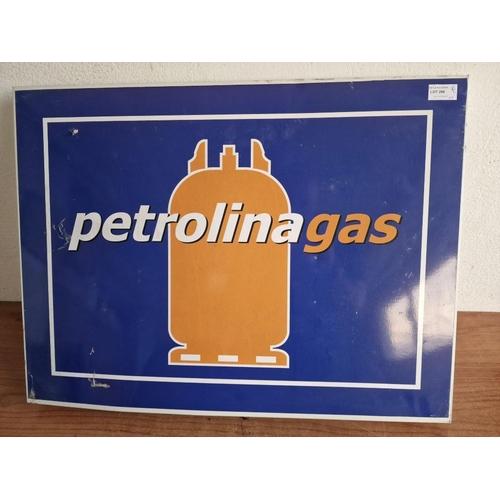 704 - Metal 'Petrolina Gas' Sign, (Approx. 50 x 67 x 5cm), Together with 'Petrolina' Wall Clock, with Grey... 