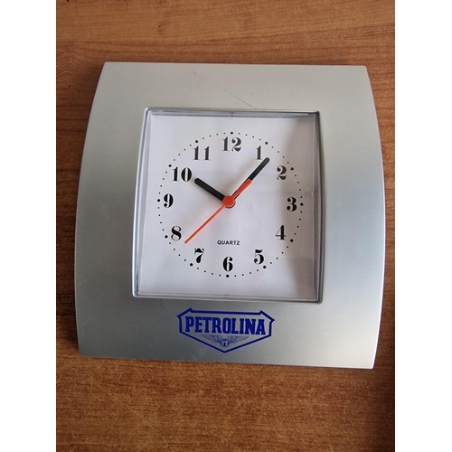 704 - Metal 'Petrolina Gas' Sign, (Approx. 50 x 67 x 5cm), Together with 'Petrolina' Wall Clock, with Grey... 