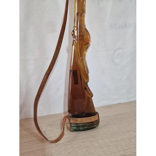 706 - Russian Cognac / Brandy in 90cm Long(!) Glass Riffle Shape Bottle, with Leather Strap