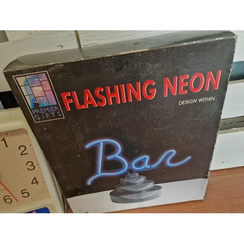 707 - Flashing Neo 'Bar' Sign, with Original Box, * Basic Test and Doesn't Turn On *, Together with 'Time ... 