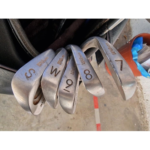 711 - Set of Golf Clubs in Maxfli Golf Bag; 8 x 'Wilson' Irons, Taylor Made Titanium Driver and 4 x Other ... 