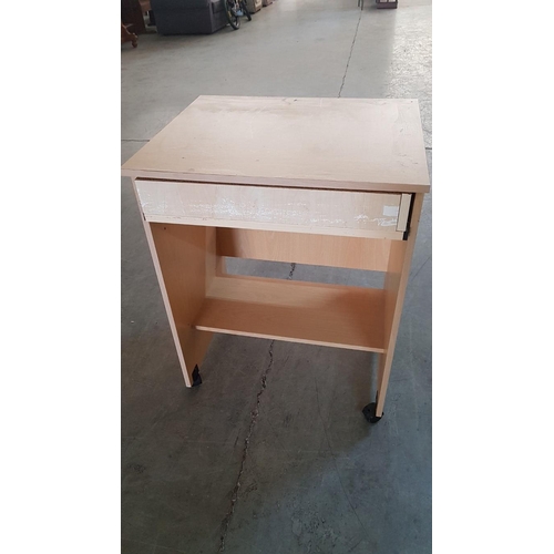 720 - Small Ordinary Student Desk with Drawer on Wheels, 
W:45cm x D:55cm x H:73cm, MDF.