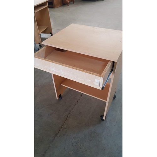 720 - Small Ordinary Student Desk with Drawer on Wheels, 
W:45cm x D:55cm x H:73cm, MDF.