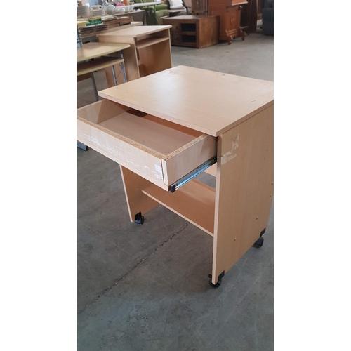 720 - Small Ordinary Student Desk with Drawer on Wheels, 
W:45cm x D:55cm x H:73cm, MDF.