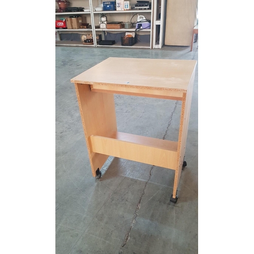 720 - Small Ordinary Student Desk with Drawer on Wheels, 
W:45cm x D:55cm x H:73cm, MDF.