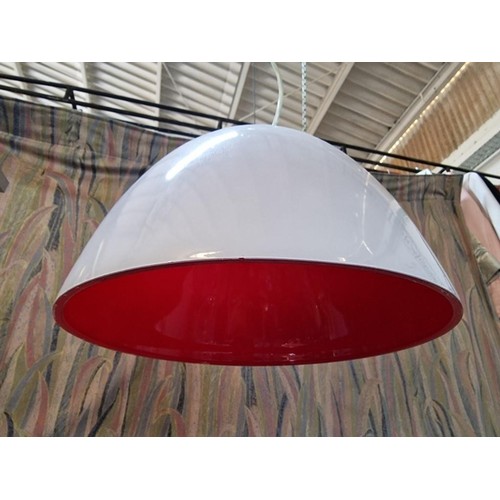 738 - Modern 'Viokef' Hand Made Glass Ceiling / Hanging Light, White Colour Outside with Red Colour Inside... 