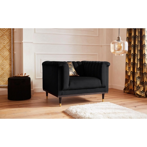 14 - 'Chamby' Black Colour Velvet Effect Armchair from the 'Guido Maria Kretschmer' Home&Living Brand, a ... 