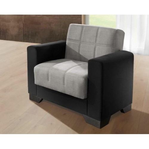 7 - Modern Upholstered Armchair in Black and Silver Colour with Reclining Function

Dimensions: W90 x D8... 