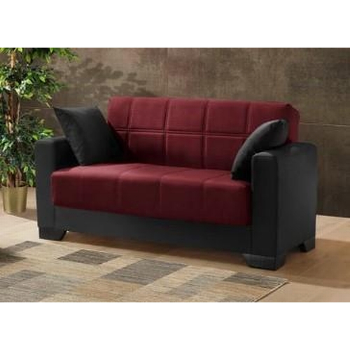 8 - Modern Upholstered 2-Seater Sofa in Swiss Bordeaux Colour Fabric, with Reclining Bed Function.

Dime... 