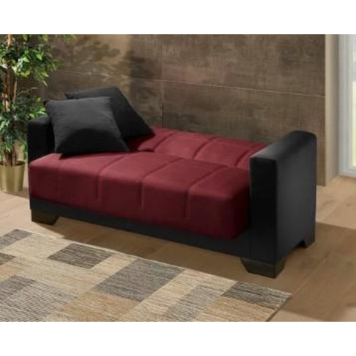 8 - Modern Upholstered 2-Seater Sofa in Swiss Bordeaux Colour Fabric, with Reclining Bed Function.

Dime... 