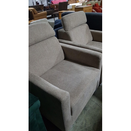 19 - Pair of Modern Beige Fabric Armchairs with Adjustable Head Rests, (2)

* Unused * - Furniture Stock ... 