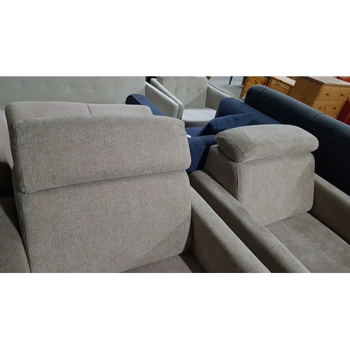 19 - Pair of Modern Beige Fabric Armchairs with Adjustable Head Rests, (2)

* Unused * - Furniture Stock ... 