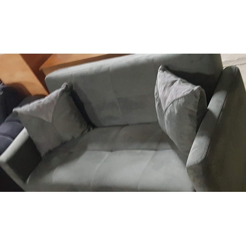 26A - 2 Seat Blue/Grey Colour Velvet Sofa with 2 x Scatter Cushions,

* Unused * - Furniture Stock Clearan... 