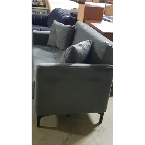 26A - 2 Seat Blue/Grey Colour Velvet Sofa with 2 x Scatter Cushions,

* Unused * - Furniture Stock Clearan... 