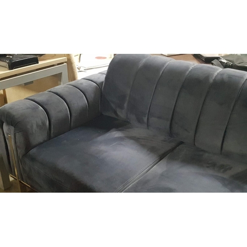 27 - 'Versailles' Anthracite Colour Matt Velvet 2-Seater Sofa with Gold Coloured Metal Feet, with a Pract... 