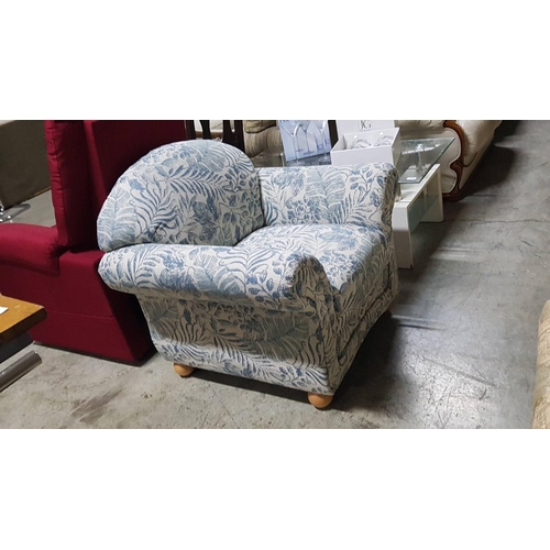 46 - Blue & White Floral Pattern Jacquard Fabric Armchair

* Unused * - Furniture Stock Clearance, RRP €3... 