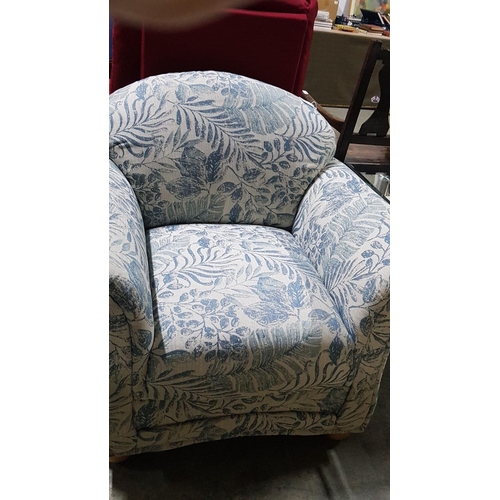 46 - Blue & White Floral Pattern Jacquard Fabric Armchair

* Unused * - Furniture Stock Clearance, RRP €3... 