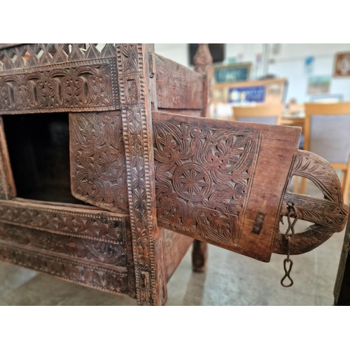 662C - Large Antique Hand Carved Swat Chest / Dowry Chest, From Swat Valley in Pakistan, Circa 18th/19th Ce... 