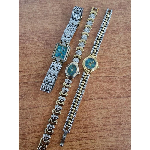 393 - 3 x Ladies Wrist Watches; Two 'Jeanier' Steel and Gold Plated with Opal Effect Face, and One 'Piere ... 