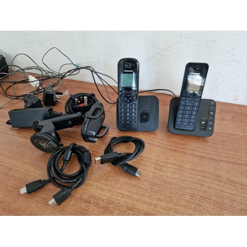 398 - 2 x Panasonic Cordless Telephones (Models: KX-TGH220GR and KX-TGC210GR), Together with Mobile Phone ... 