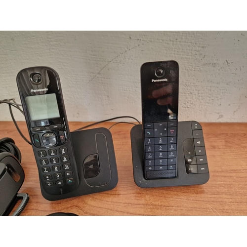 398 - 2 x Panasonic Cordless Telephones (Models: KX-TGH220GR and KX-TGC210GR), Together with Mobile Phone ... 