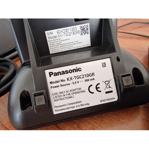 398 - 2 x Panasonic Cordless Telephones (Models: KX-TGH220GR and KX-TGC210GR), Together with Mobile Phone ... 