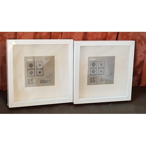 387 - 2x Identical Modern Square Photo Frame, IKEA 'Ribba', White Finished (25cm x 25cm). (2)