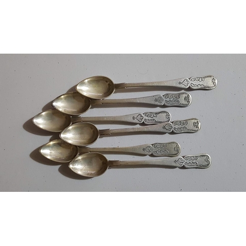 389 - Vintage Silver (600) Tea Spoons (Probably Russian), Approx. 135.5g, Set of 6x.