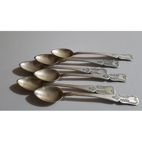 389 - Vintage Silver (600) Tea Spoons (Probably Russian), Approx. 135.5g, Set of 6x.