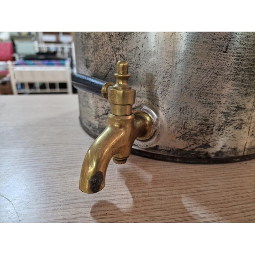 49 - Vintage Metal Hot Water Dispenser / Tea Urn with Brass Tap and Twin Handles, (Approx. H: 38cm, Ø: 31... 