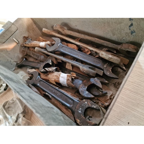 56 - Qty of Metal Spanners * Many Unused *, Together with 3 x Grease Guns