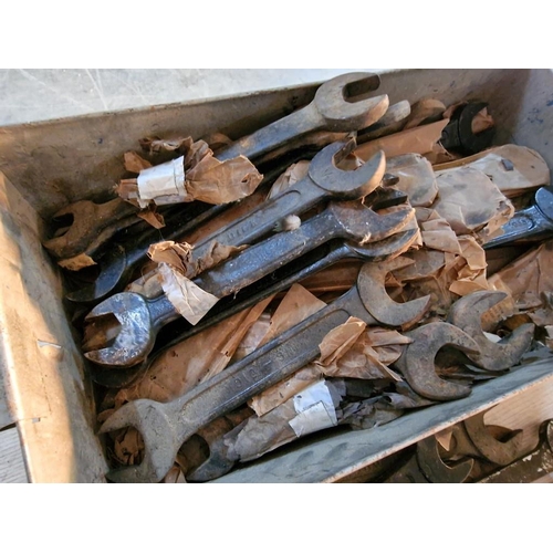 57 - Large Qty of Spanners, * Many Unused * in Metal Tray