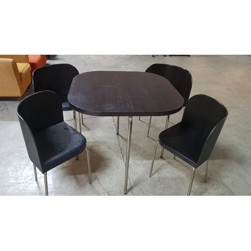 236 - 'Compact' Dining Table with Chairs, 'Fusion' IKEA, Black Finished/Chrome Leg. (Table: 84cm 84cm x 76... 