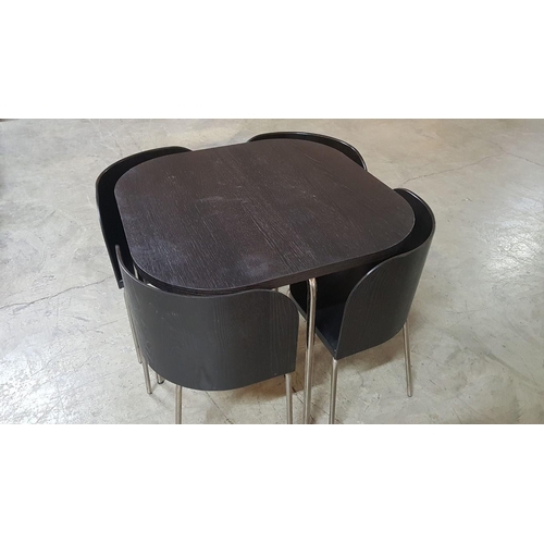 236 - 'Compact' Dining Table with Chairs, 'Fusion' IKEA, Black Finished/Chrome Leg. (Table: 84cm 84cm x 76... 