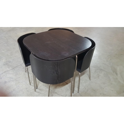 236 - 'Compact' Dining Table with Chairs, 'Fusion' IKEA, Black Finished/Chrome Leg. (Table: 84cm 84cm x 76... 