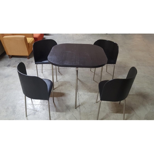 236 - 'Compact' Dining Table with Chairs, 'Fusion' IKEA, Black Finished/Chrome Leg. (Table: 84cm 84cm x 76... 