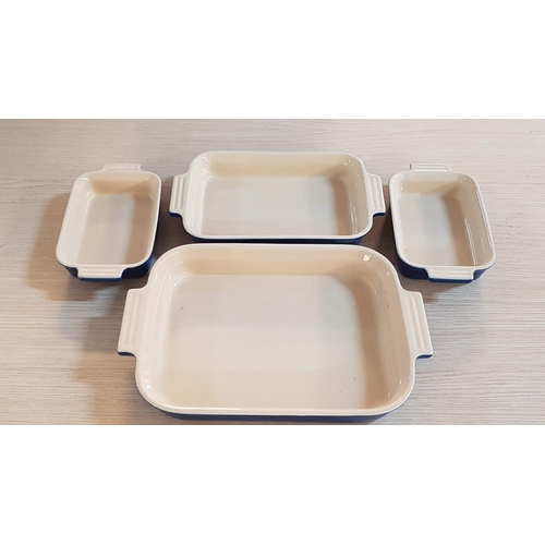 31 - Le Creuset Set of 4x Rectangular Casserole Dishes in Cornflower Blue: Large (37cm x 25cm), Medium (3... 