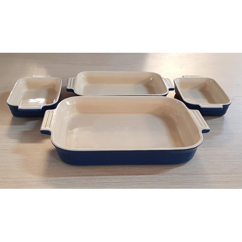 31 - Le Creuset Set of 4x Rectangular Casserole Dishes in Cornflower Blue: Large (37cm x 25cm), Medium (3... 