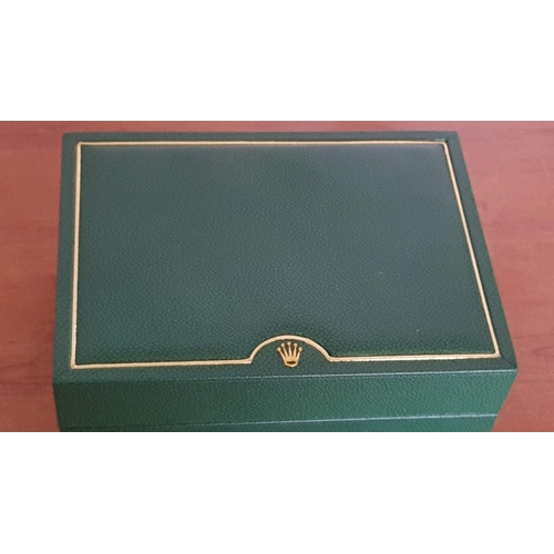 44 - 'Rolex' Watch Box (20.5cm x 15cm x 9cm) , Green Leather/Beige Velvet, Together Green Leather Card Ho... 