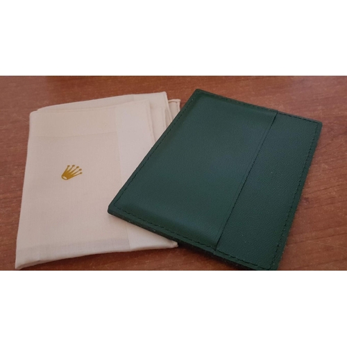 44 - 'Rolex' Watch Box (20.5cm x 15cm x 9cm) , Green Leather/Beige Velvet, Together Green Leather Card Ho... 