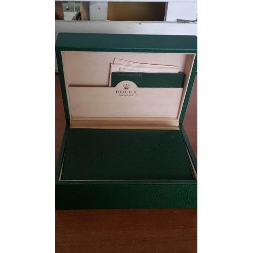 44 - 'Rolex' Watch Box (20.5cm x 15cm x 9cm) , Green Leather/Beige Velvet, Together Green Leather Card Ho... 