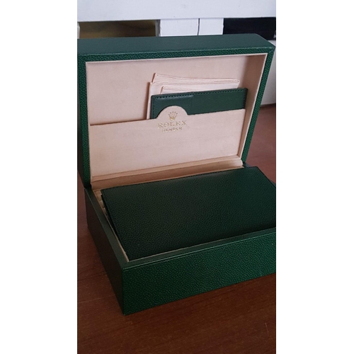 44 - 'Rolex' Watch Box (20.5cm x 15cm x 9cm) , Green Leather/Beige Velvet, Together Green Leather Card Ho... 