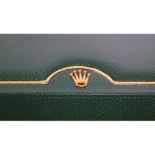 44 - 'Rolex' Watch Box (20.5cm x 15cm x 9cm) , Green Leather/Beige Velvet, Together Green Leather Card Ho... 