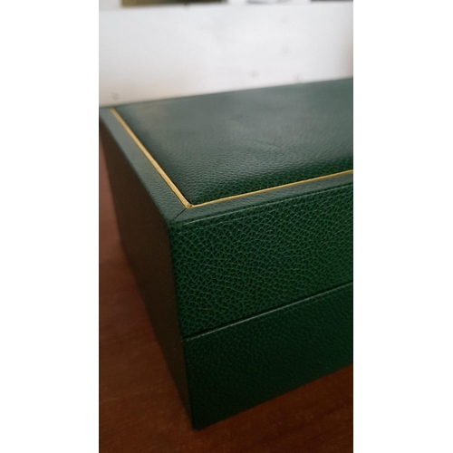 44 - 'Rolex' Watch Box (20.5cm x 15cm x 9cm) , Green Leather/Beige Velvet, Together Green Leather Card Ho... 