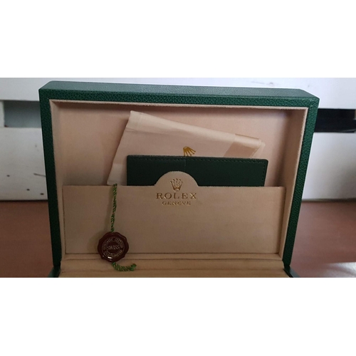 44 - 'Rolex' Watch Box (20.5cm x 15cm x 9cm) , Green Leather/Beige Velvet, Together Green Leather Card Ho... 