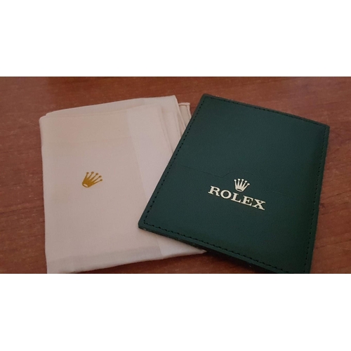 44 - 'Rolex' Watch Box (20.5cm x 15cm x 9cm) , Green Leather/Beige Velvet, Together Green Leather Card Ho... 