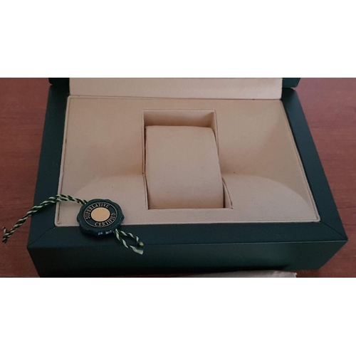 45 - 'Rolex' Watch Box (13cm x 17.5cm x 7.5cm), Green Leather/Beige Velvet, Together Green Leather Card H... 