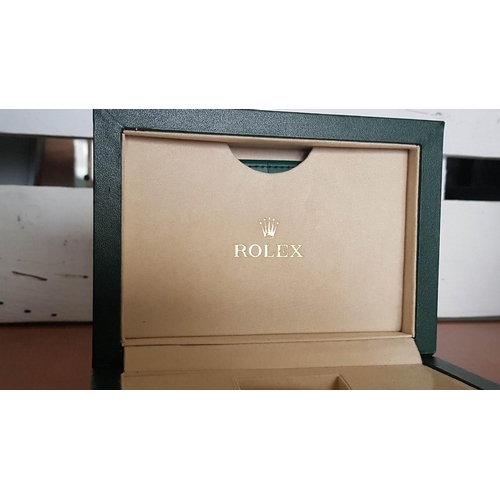 45 - 'Rolex' Watch Box (13cm x 17.5cm x 7.5cm), Green Leather/Beige Velvet, Together Green Leather Card H... 